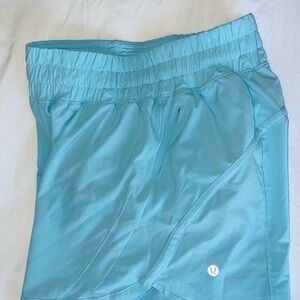 lululemon track HR  athletica High Waist Shorts - Light Blue 5’ long size 6